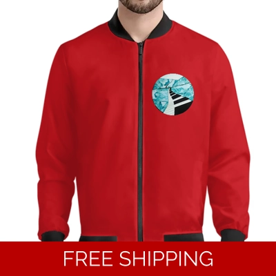 Custom Men's Bomber Jacket Piano Window logo